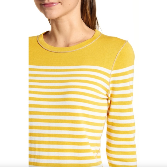 TOMMY HILFIGER Stripe Crewneck Sweater In Deep Maize Multi - Picture 2 of 11